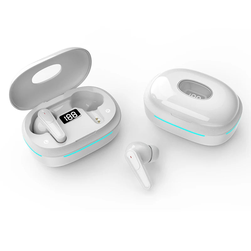 Plus70 ANC ENC Earbuds with LED Display Auto Pair Dual Microphone Touch Control HiFi Stereo Breathing Lights 200mAh