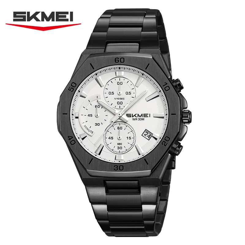 SKMEI 2452 Business Alloy Quartz Watches Casual Stainless Steel Strap Date Waterproof Wristwatch Clock relojes para caballeros