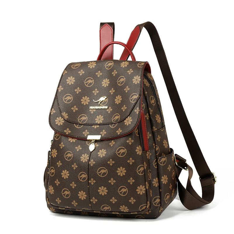Ladies Backpack Designer High Quality Pu Leather Women Bag Luxury Printed Tassels School Bags Large Capacity A4 Backpacks Sac