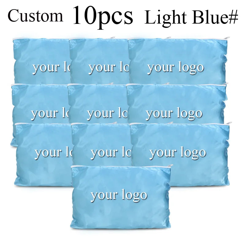 10Pcs Hair Bags With Zipper For Bundles Packaging Satin Wig Bags 25*35Cm Big Size Satin Silk Hair Packaging Bag Logo Customize