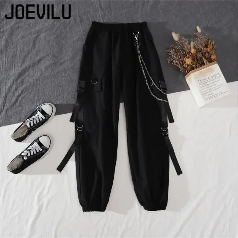 Tracksuit Removable Sleeve with Chain Top Handsome Casual Waistband Cargo Pants 2 Piece Sets Women's Outfits Spring Summer Suits